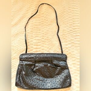 Vintage Black Ostrich Leather Purse
